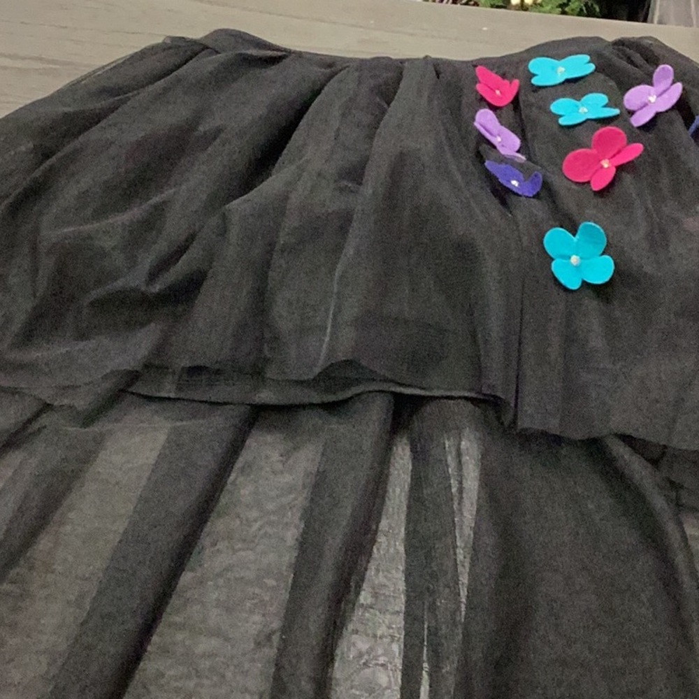 Black Sheer Skirt with Colorful Floral Accents